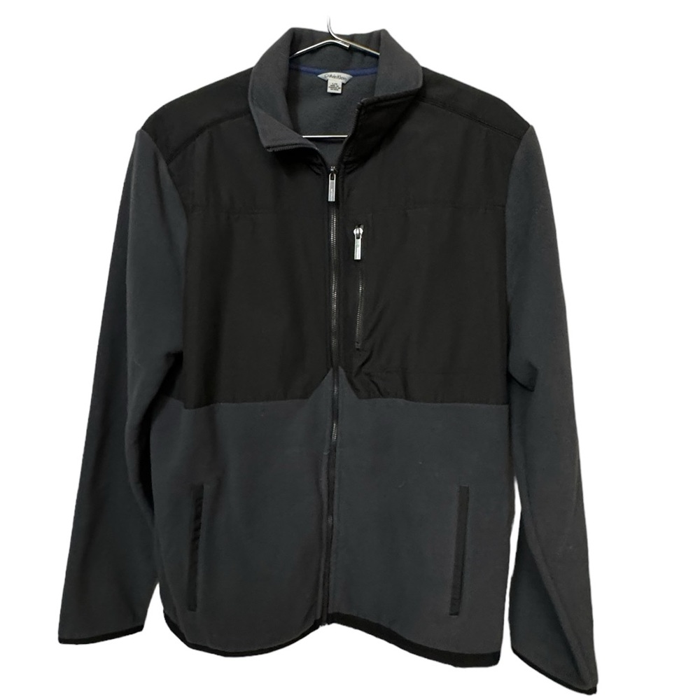 High End Y2K Calvin Klein Full Zip Fleece Jacket Men’s L MINTY Gray Black